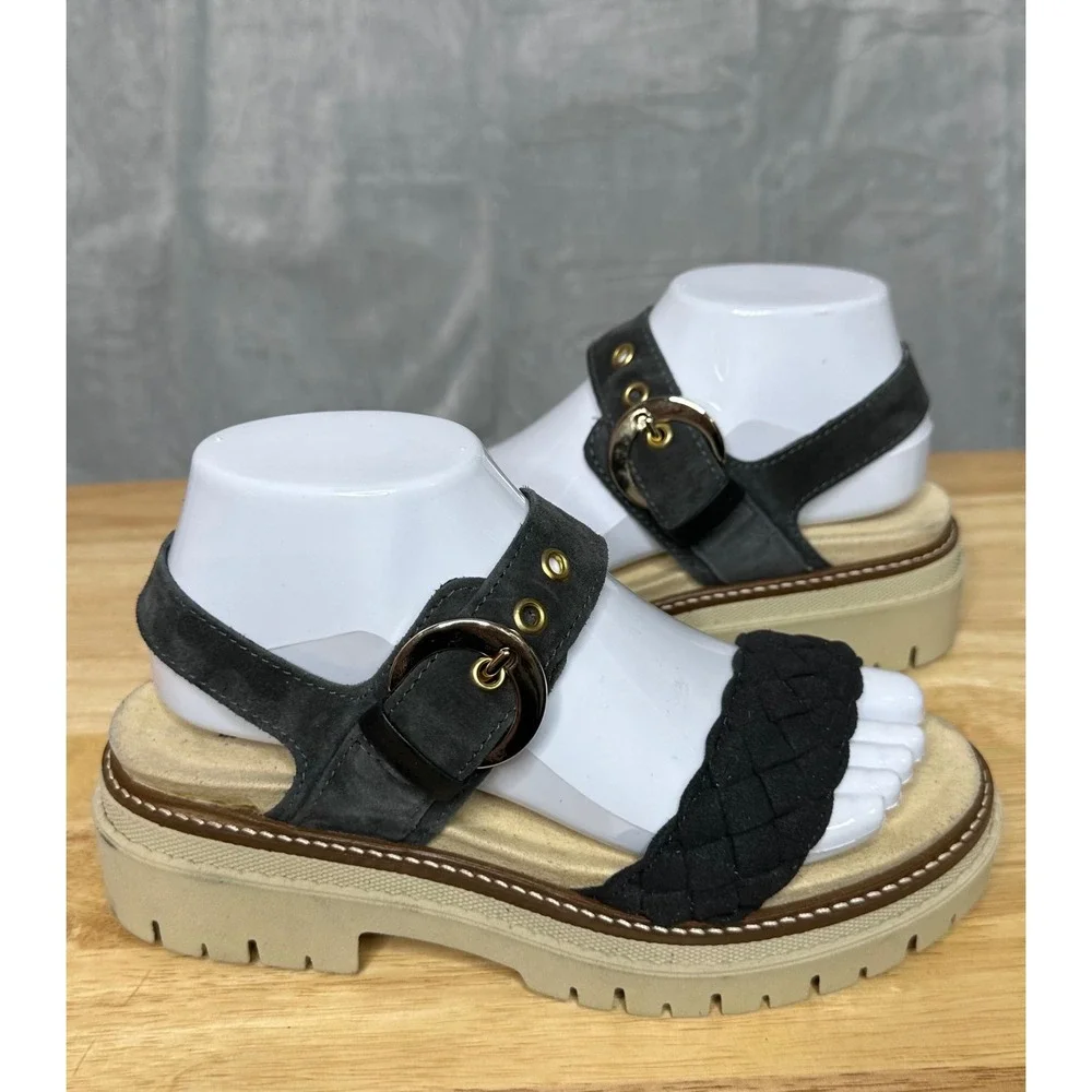 Naot Womens Grove Sandals US 6‎ Suede Platform Comfort Lug Sole Buckle Blue